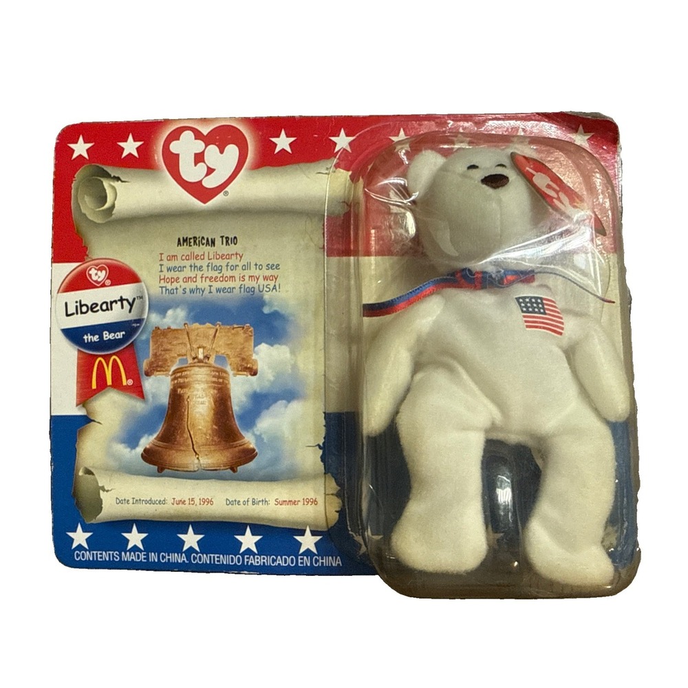 TY McDonald's Beanie Baby‎ " Liberty the Bear " 1996 - Original Packaging